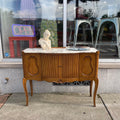 Marble Top Louis XV Style Tambour Door Console Table