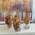 Georges Briard "Feather Bouquet" MCM Highball Glasses Set of 4