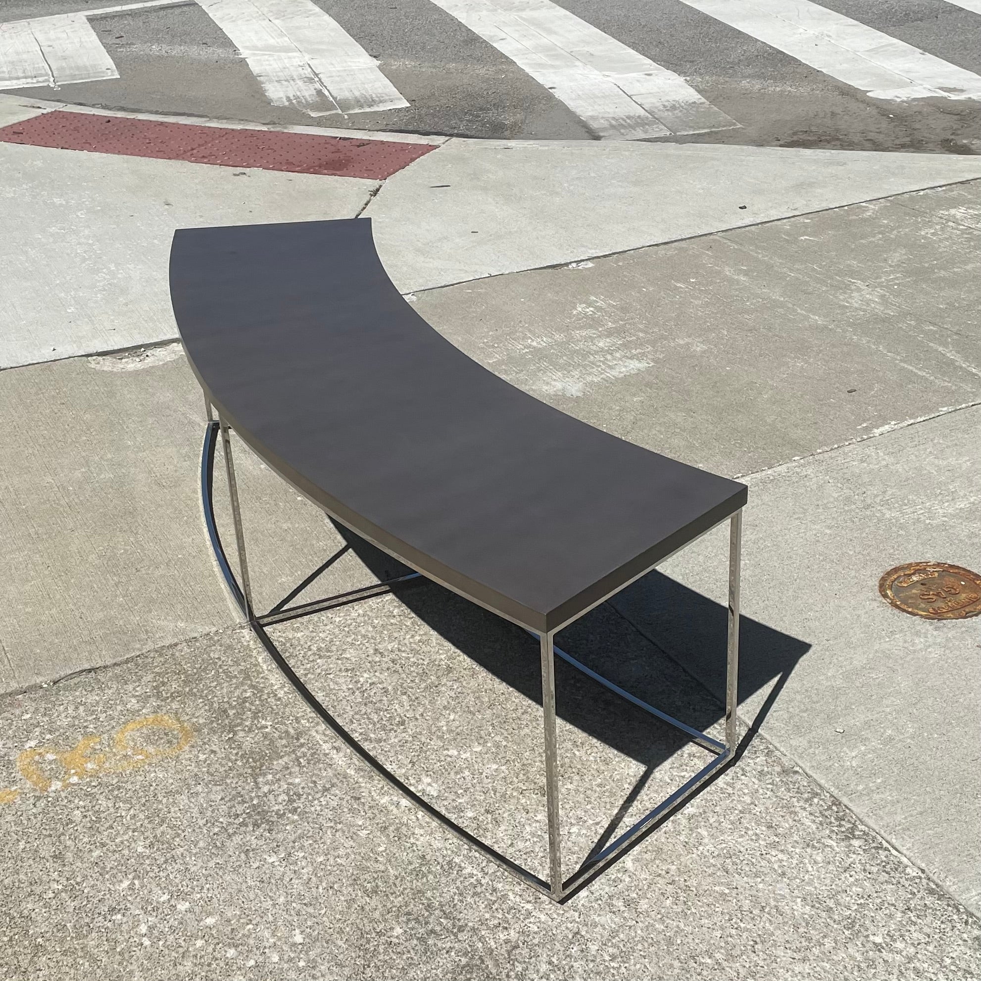 Classic Curved Sofa Table in Grey by Thayer Coggin Designed by Milo Baughman