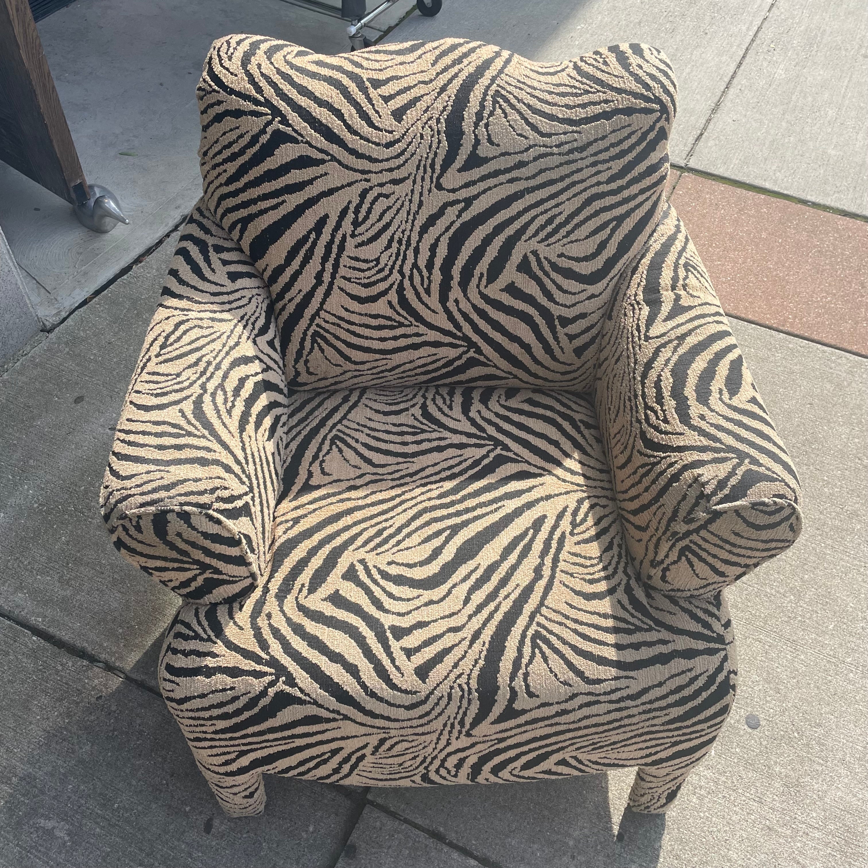 Zebra Print Lounge Chair and Ottoman Set