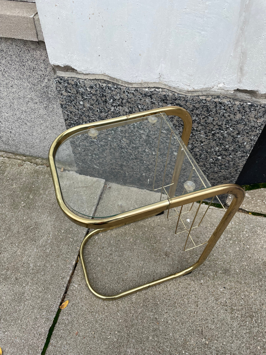 Brass Mid-Century End Table w/ Glass Top