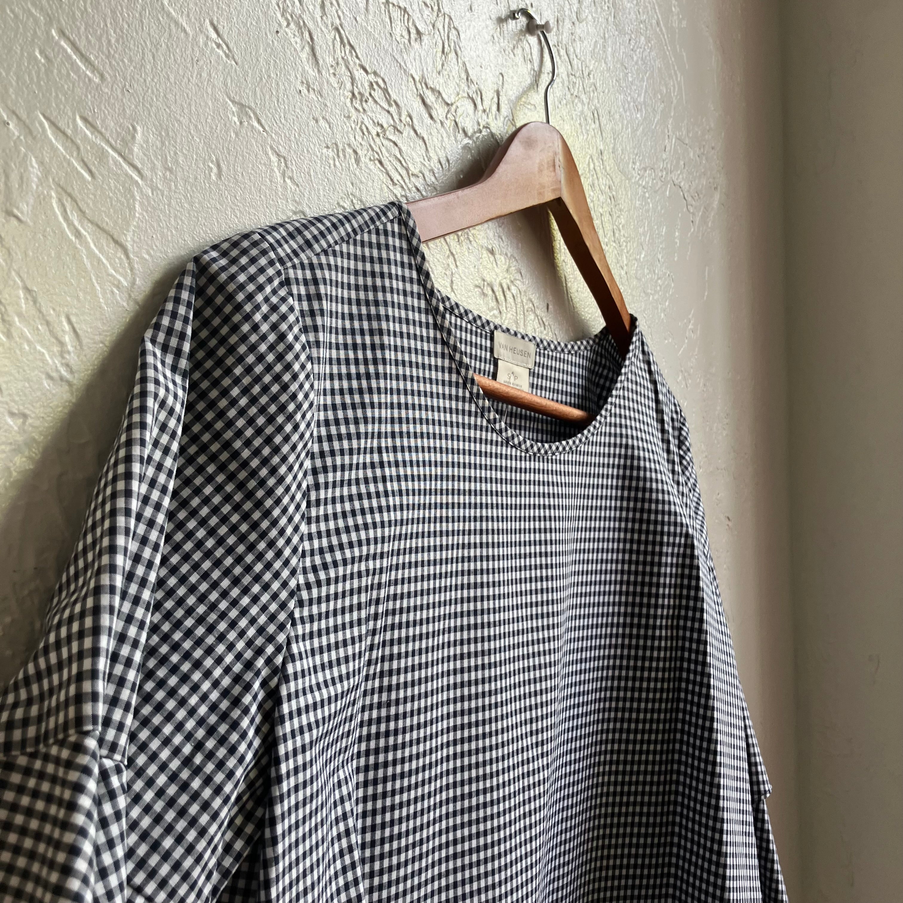 Black Plaid Ruffle Sleeve | Top S