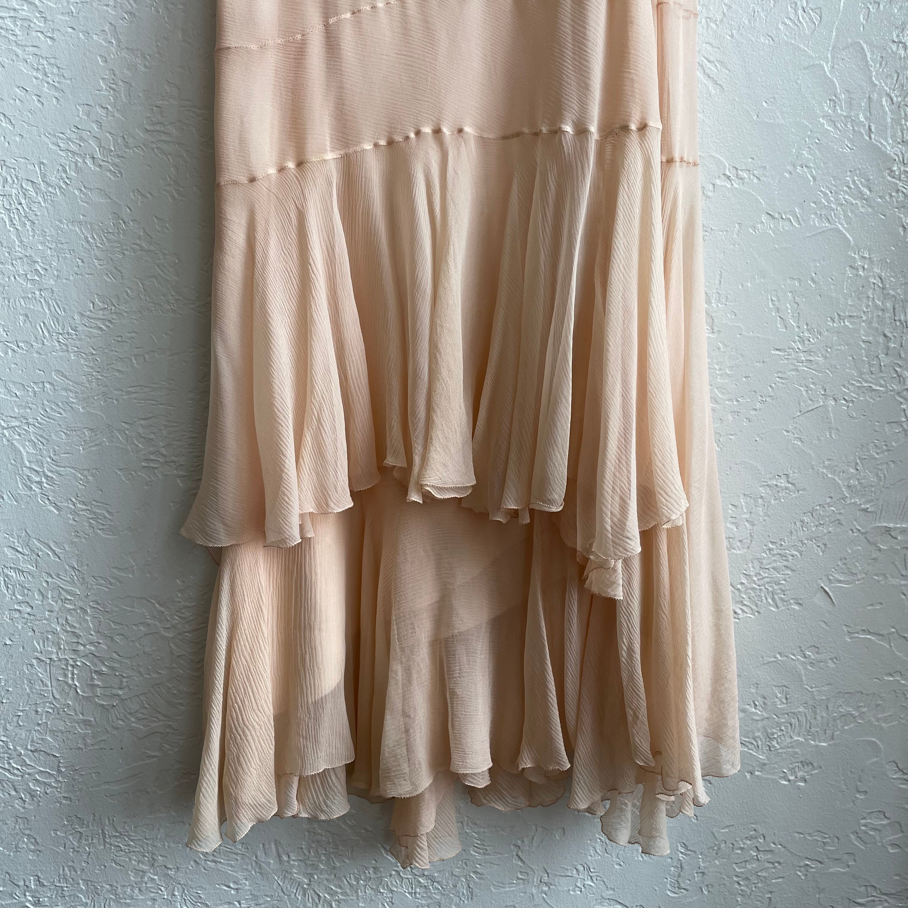 Blush Pink Silk Chiffon Flapper Dress 1920/30's | One Size