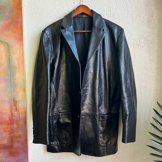 Banana Republic Black Leather Blazer Medium