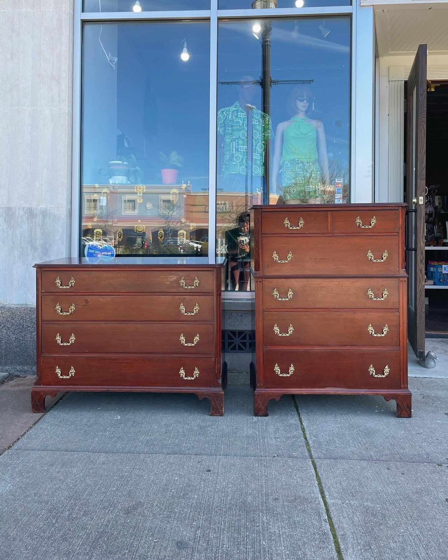 1960s Drexel Highboy Dresser with Brass Handles