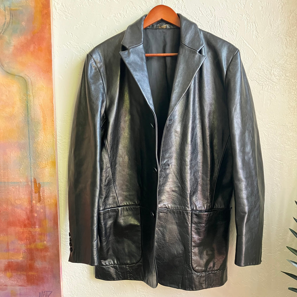 Banana Republic Black Leather Blazer Medium