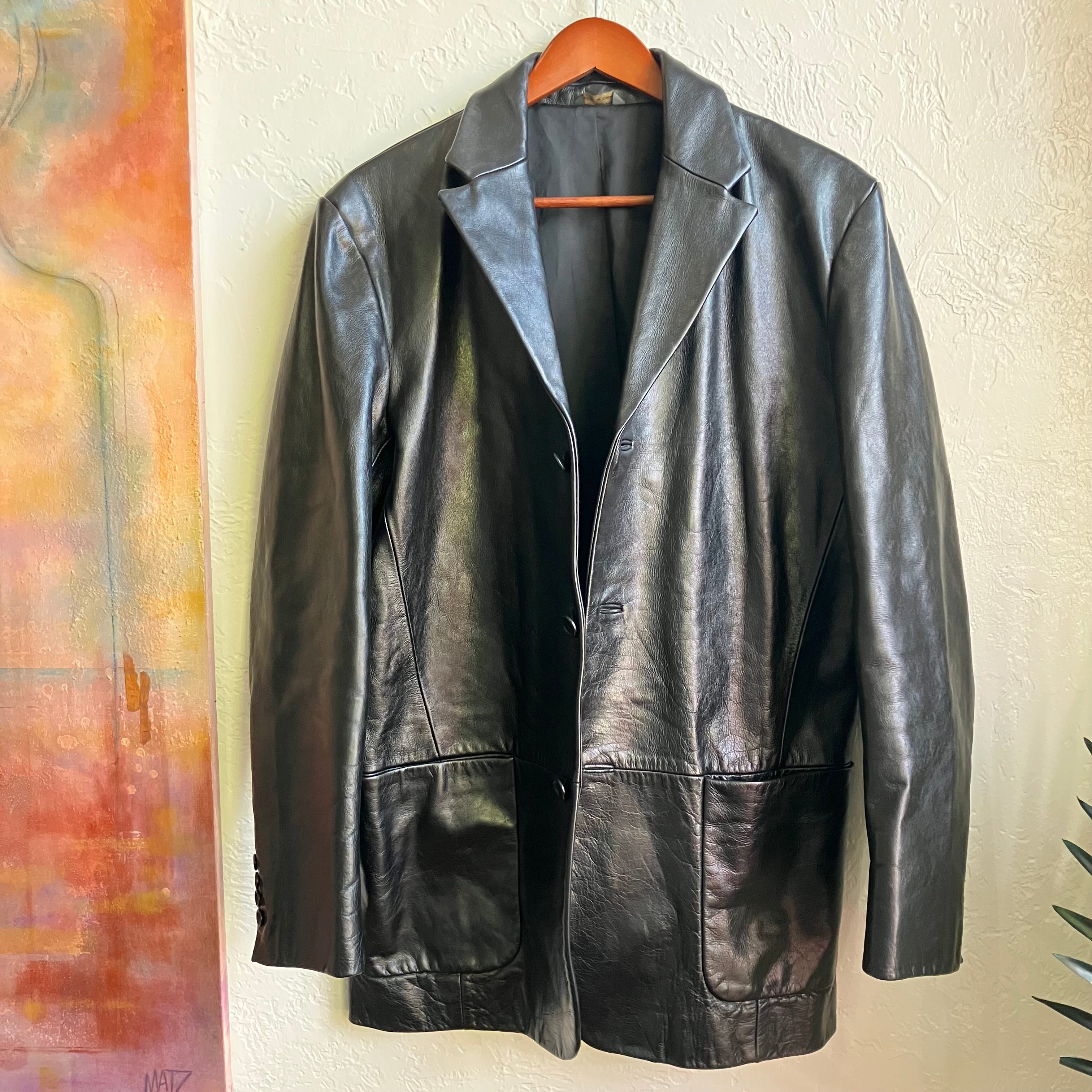 Banana Republic Black Leather Blazer Medium