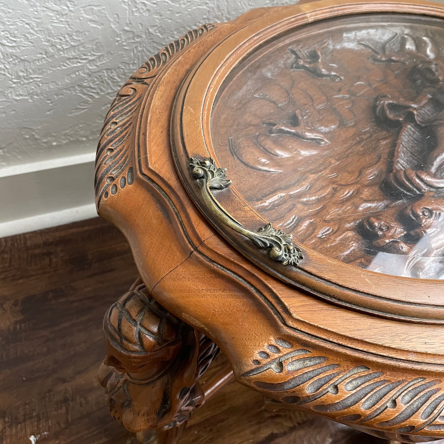 Antique 20th Century Wood Carved French Baroque Tea Tray Table