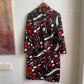 Red & Black Vintage 70’s Midi Multi Design Dress | XL