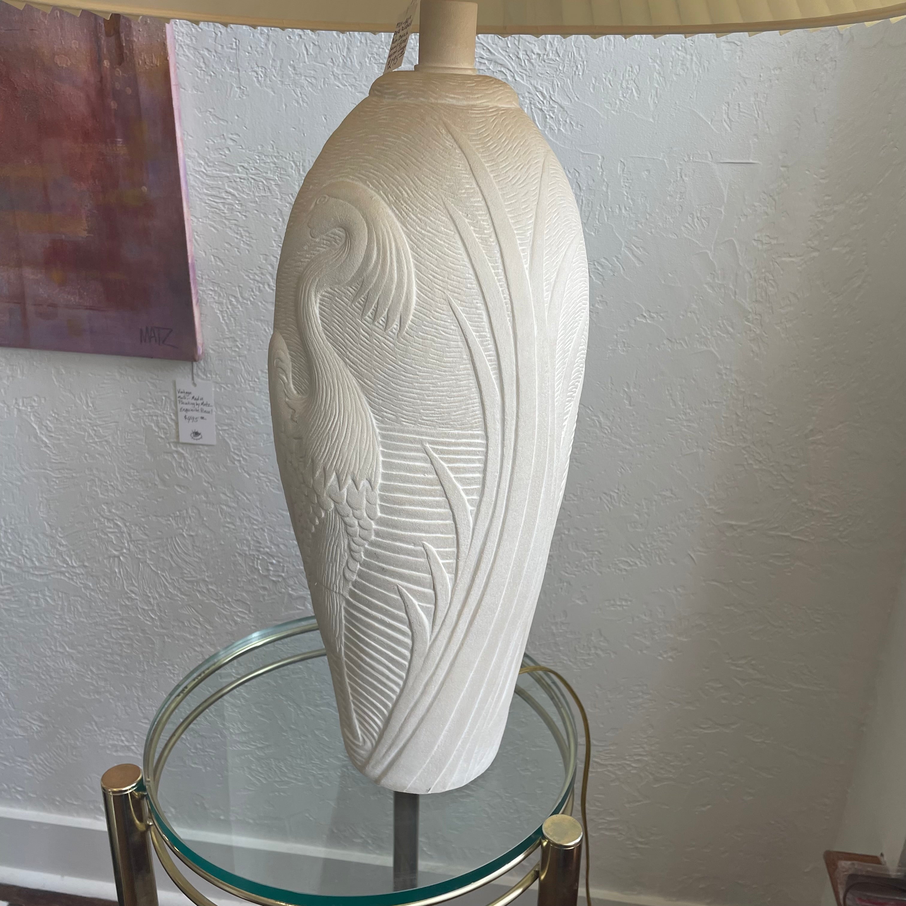 Dayle Rushall Palm Beach Snowy Egret Heron Ceramic Lamp