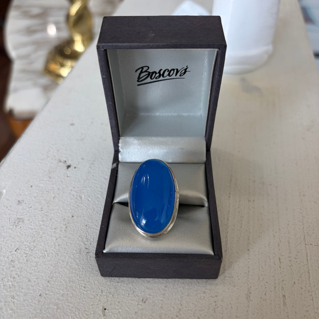 Blue Chalcedony .925 Sterling Silver Ring Size 8.5