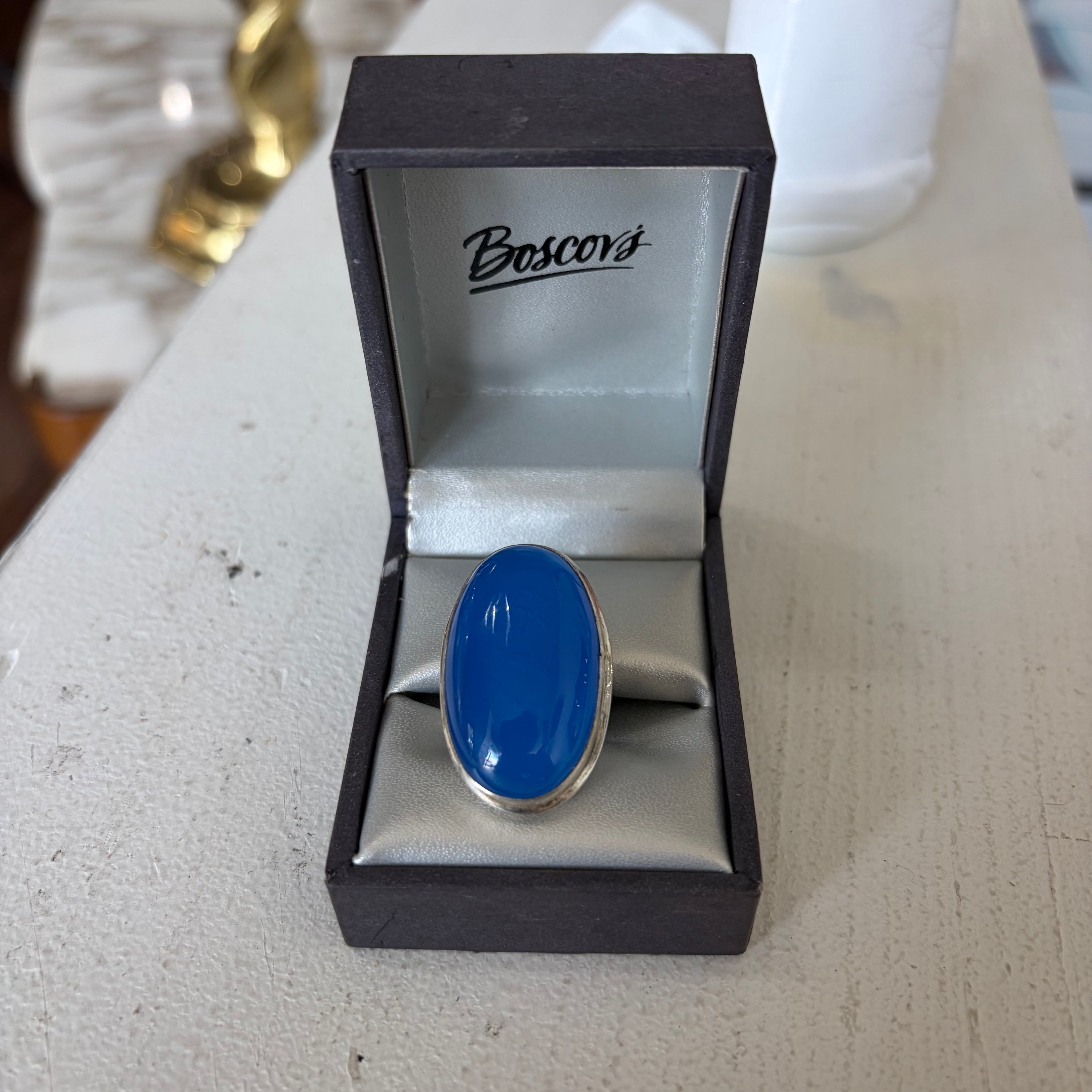 Blue Chalcedony .925 Sterling Silver Ring Size 8.5