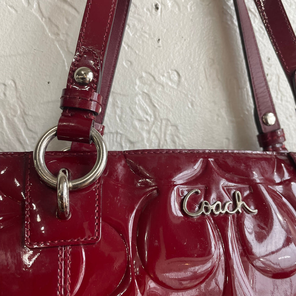 Coach 2011 Red Patent Embossed Signature Gallery Tote #17728