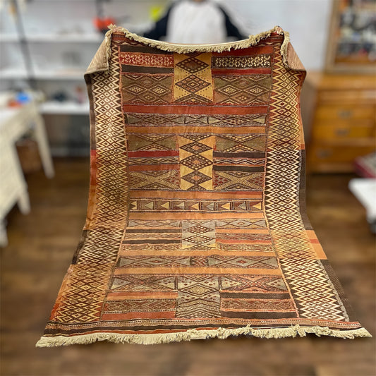 Shalamar Wool Orange Geometric Pattern Rug