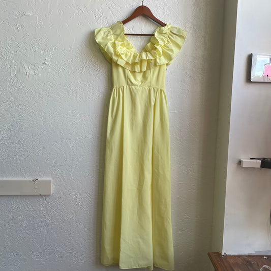 70’s Yellow Party Dress | Small