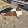 Mid-Century Modern Laminate White Checkered Coffee Table 1960's