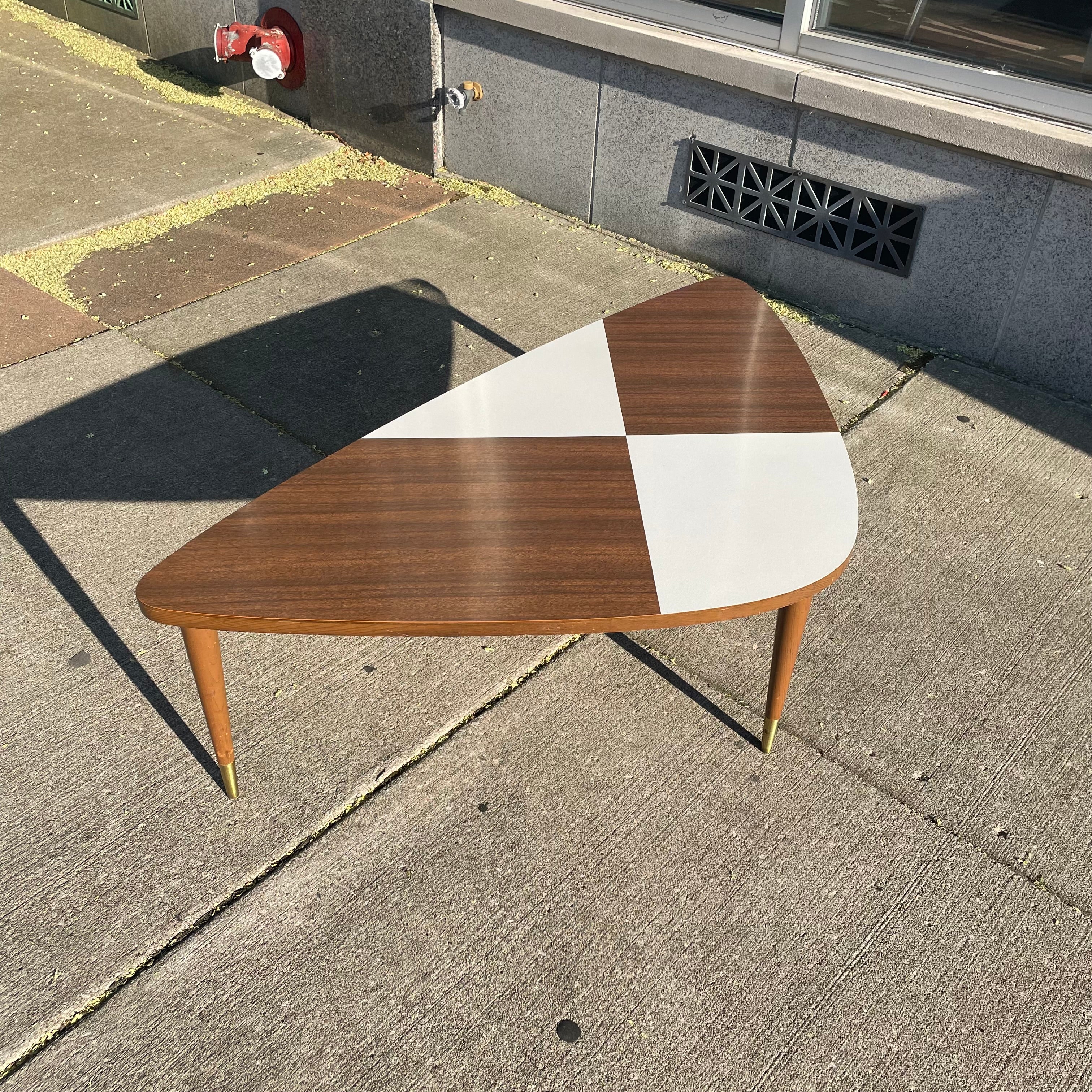 Mid-Century Modern Laminate White Checkered Coffee Table 1960's