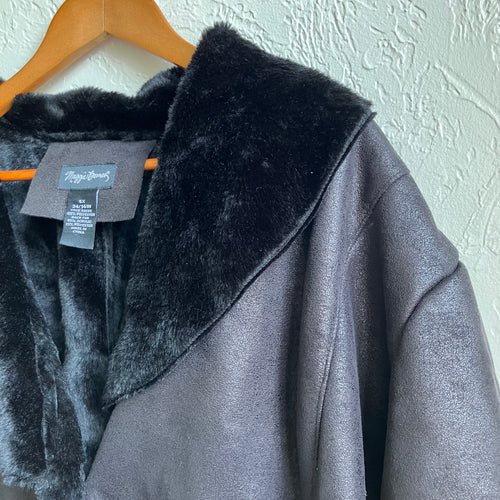 Black Faux Leather Oversize Coat Jacket 5X