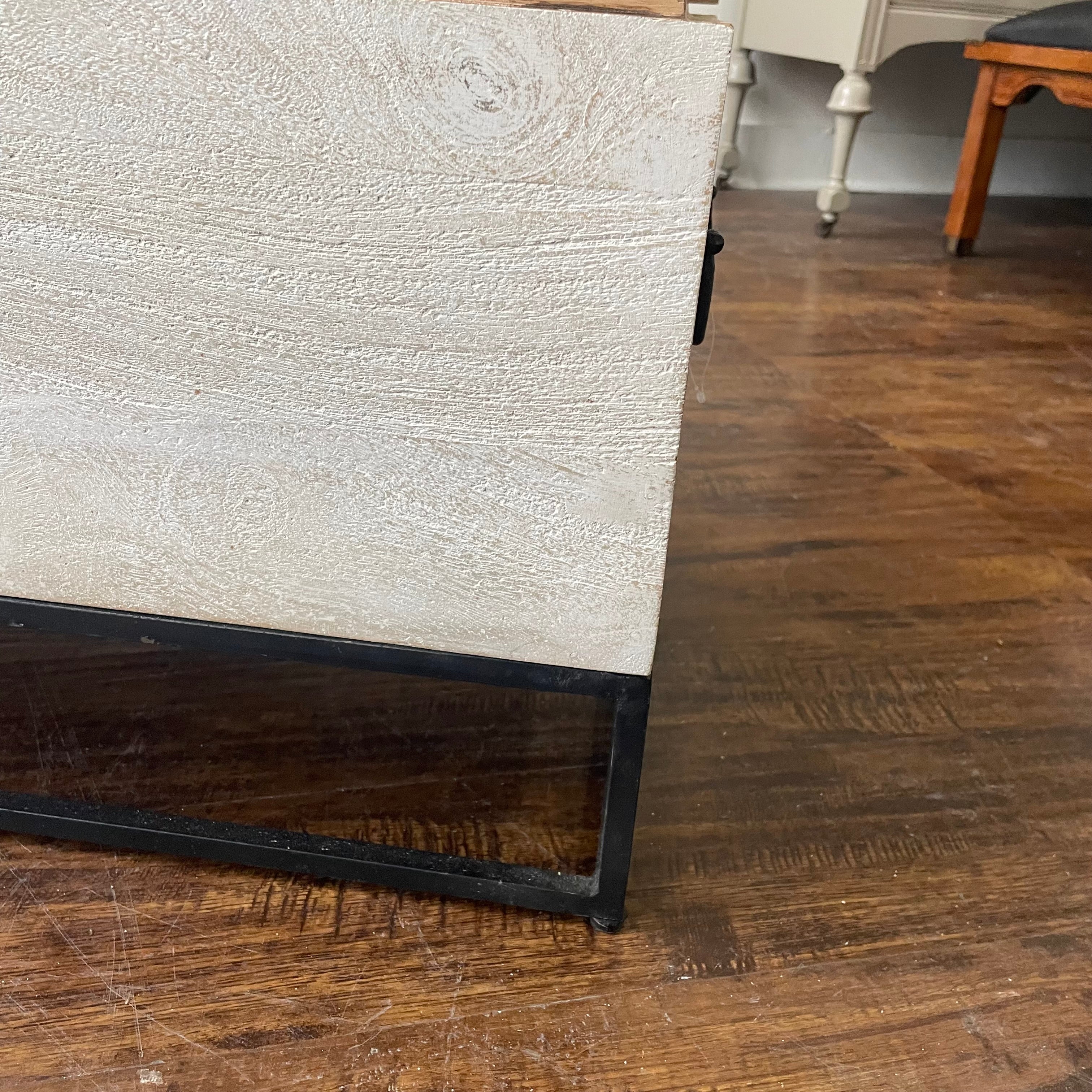Modern 46" Solid Wood Bed End Chest on Metal Stand