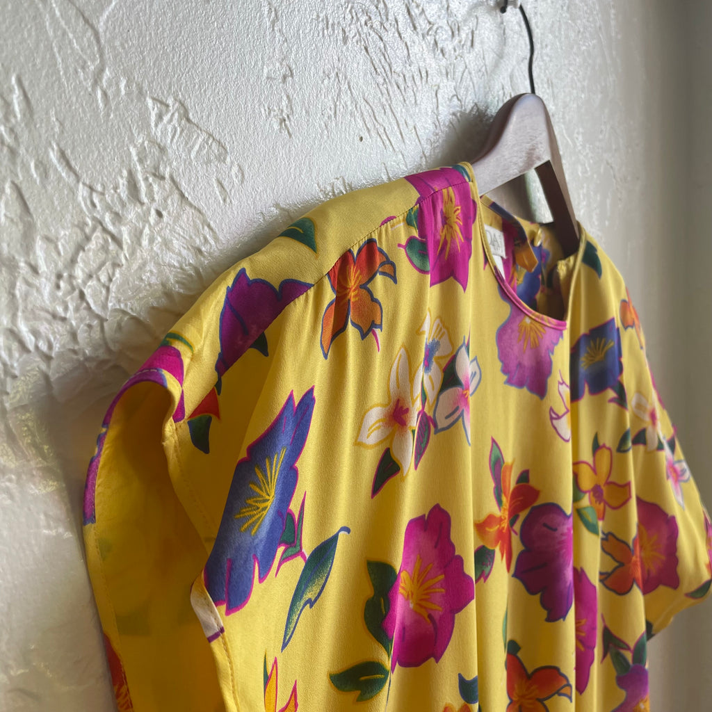 1980’s Escada Yellow Floral Party Dress | Small