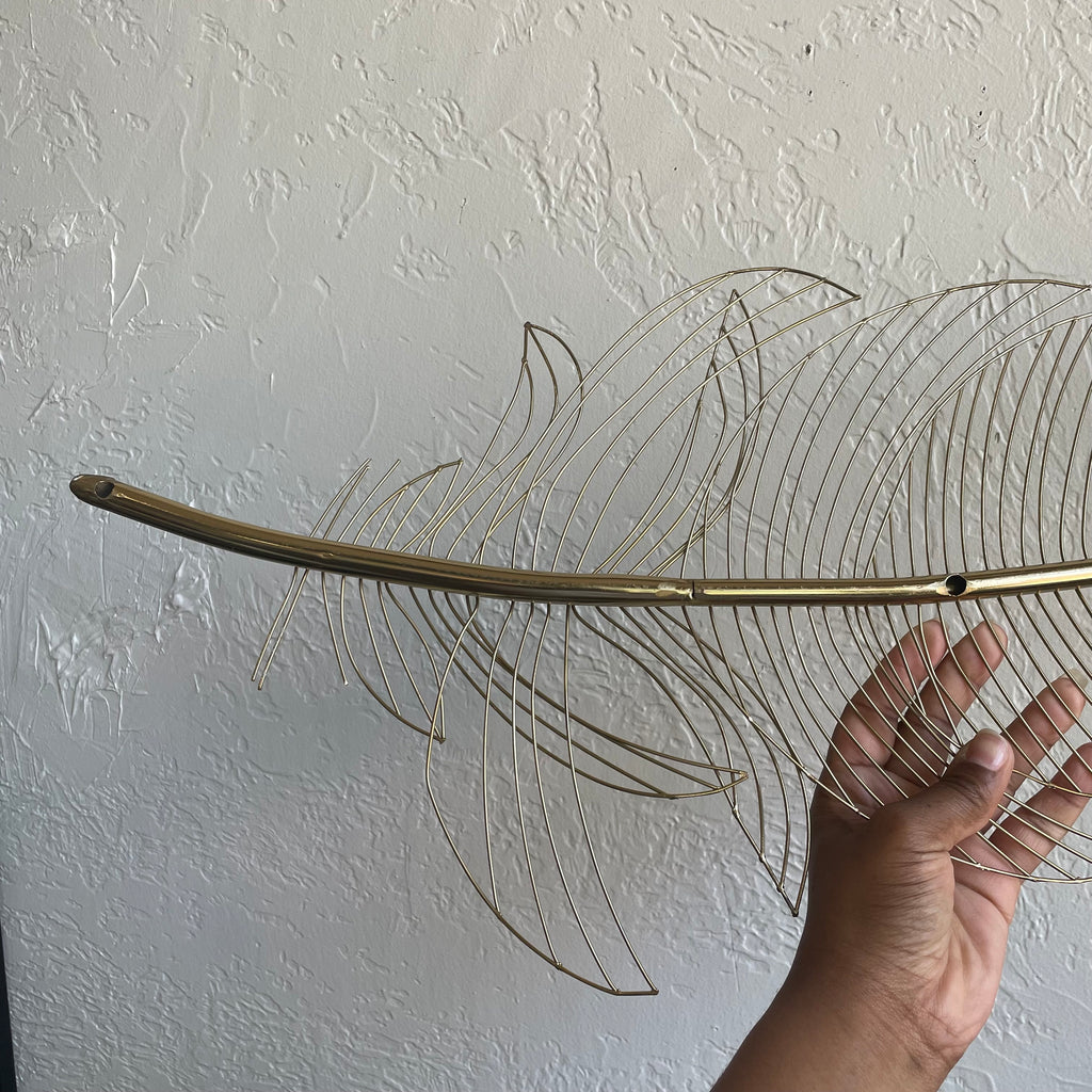 Brass Wire Large Leaf Wall Sculpture