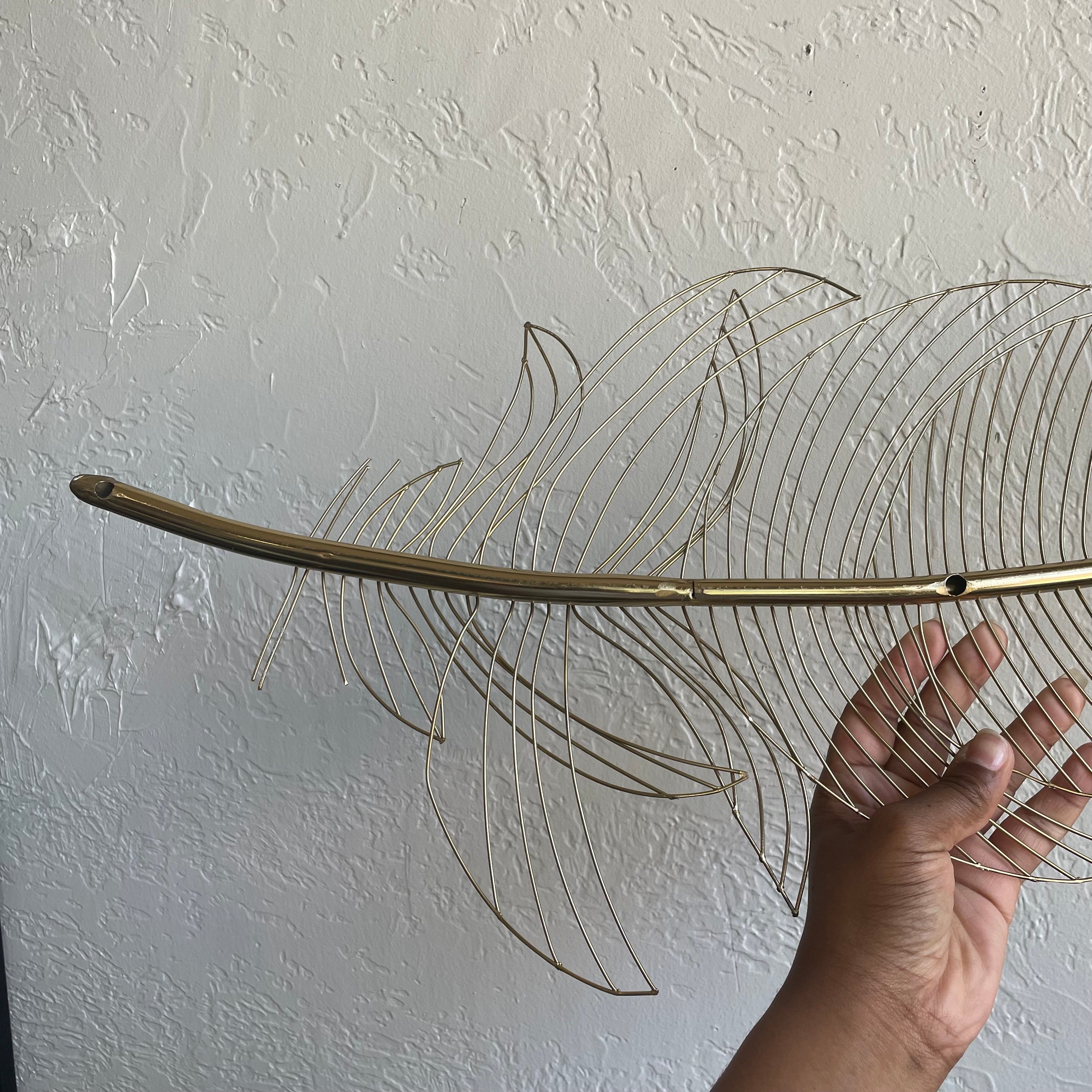 Brass Wire Large Leaf Wall Sculpture