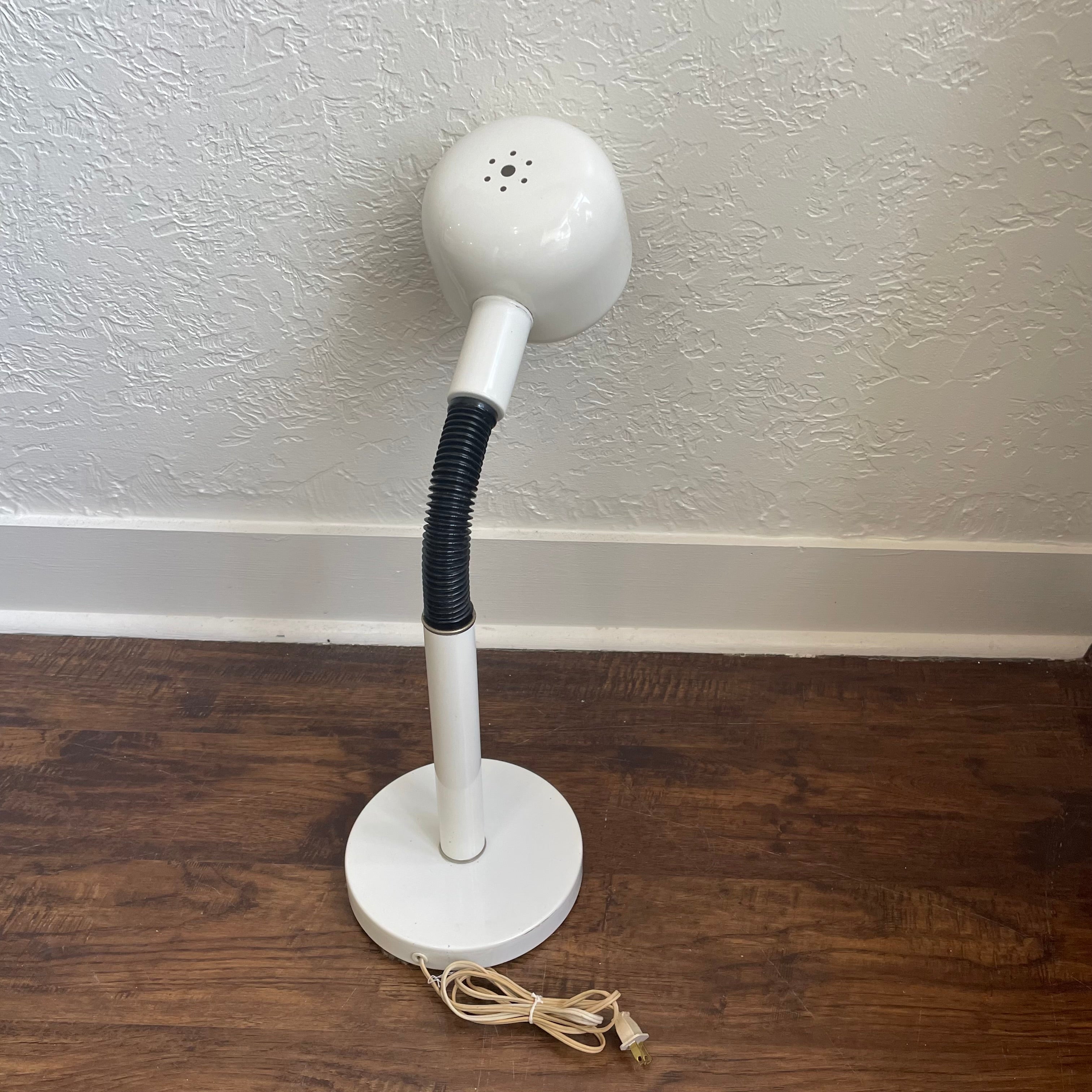 White Metal Space Age Goose Neck Table Lamp