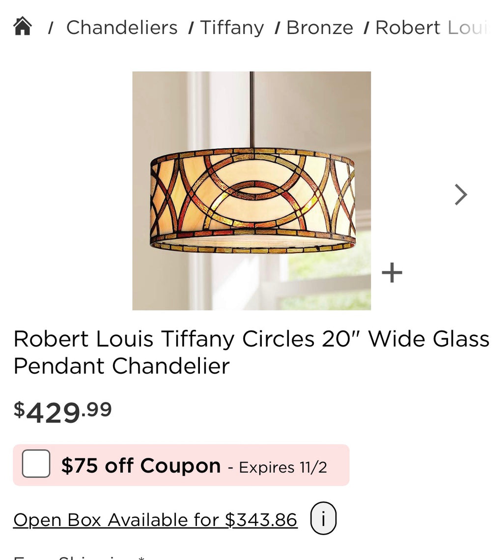 Robert Louis Tiffany Circles 20 in Wide Glass Chandelier