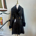 Christian Dior Logo 1990's Shearling Suede Coat | Size 8/Medium