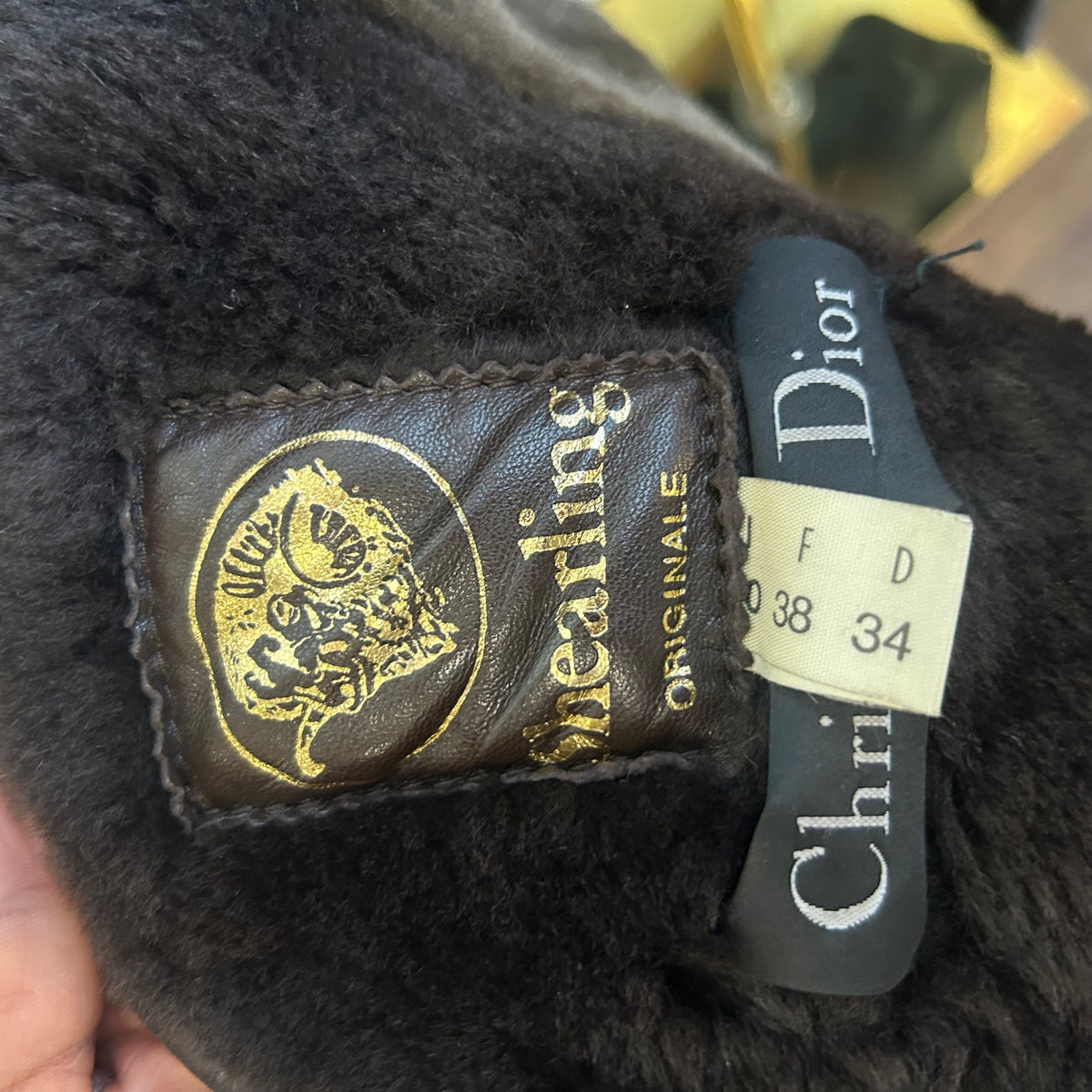 Christian Dior Logo 1990's Shearling Suede Coat | Size 8/Medium