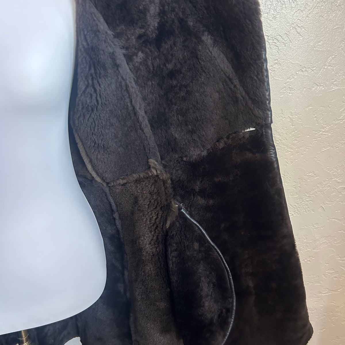 Christian Dior Logo 1990's Shearling Suede Coat | Size 8/Medium