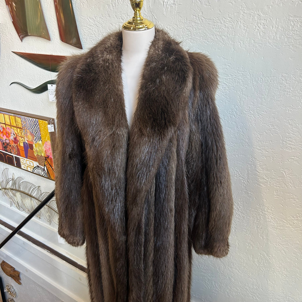 Evan's Vintage Long Hair Beaver Full Length Coat | Small