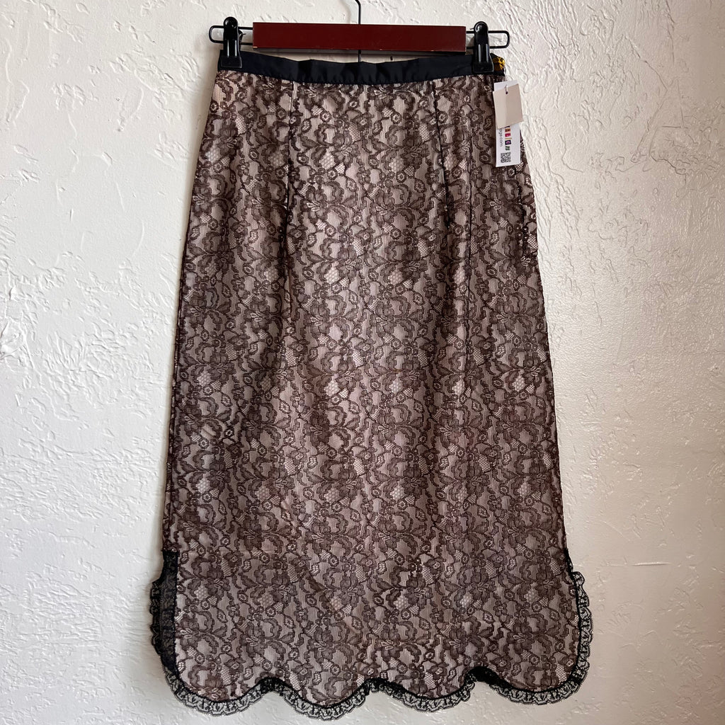 Black Lace Midi Scalloped Hem Skirt 1950's/60's | XS (Copy)