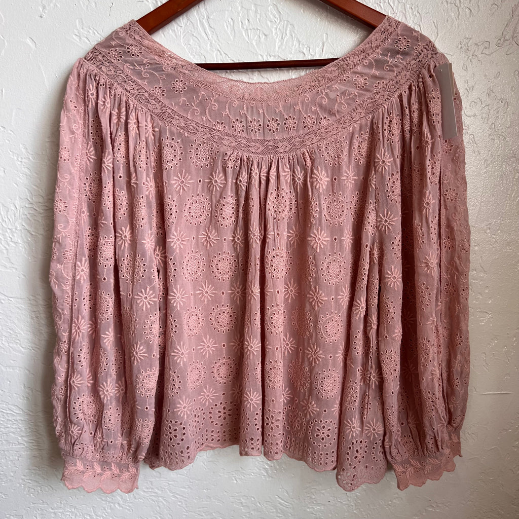Love Shack Fancy Pink Ruth Top | Small
