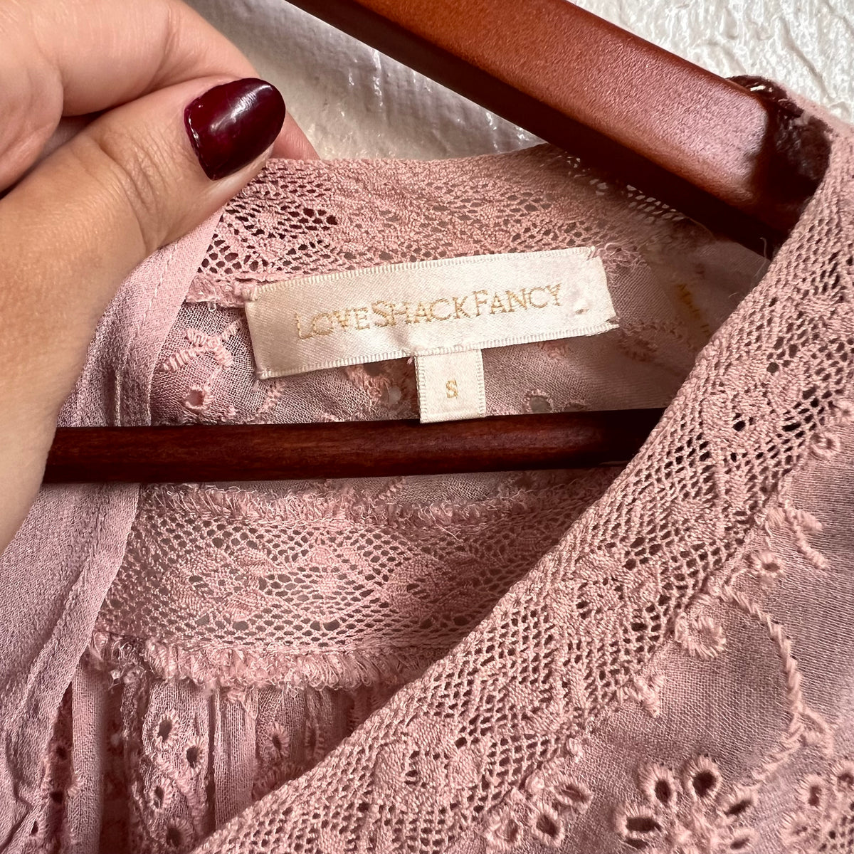 Love Shack Fancy Pink Ruth Top | Small