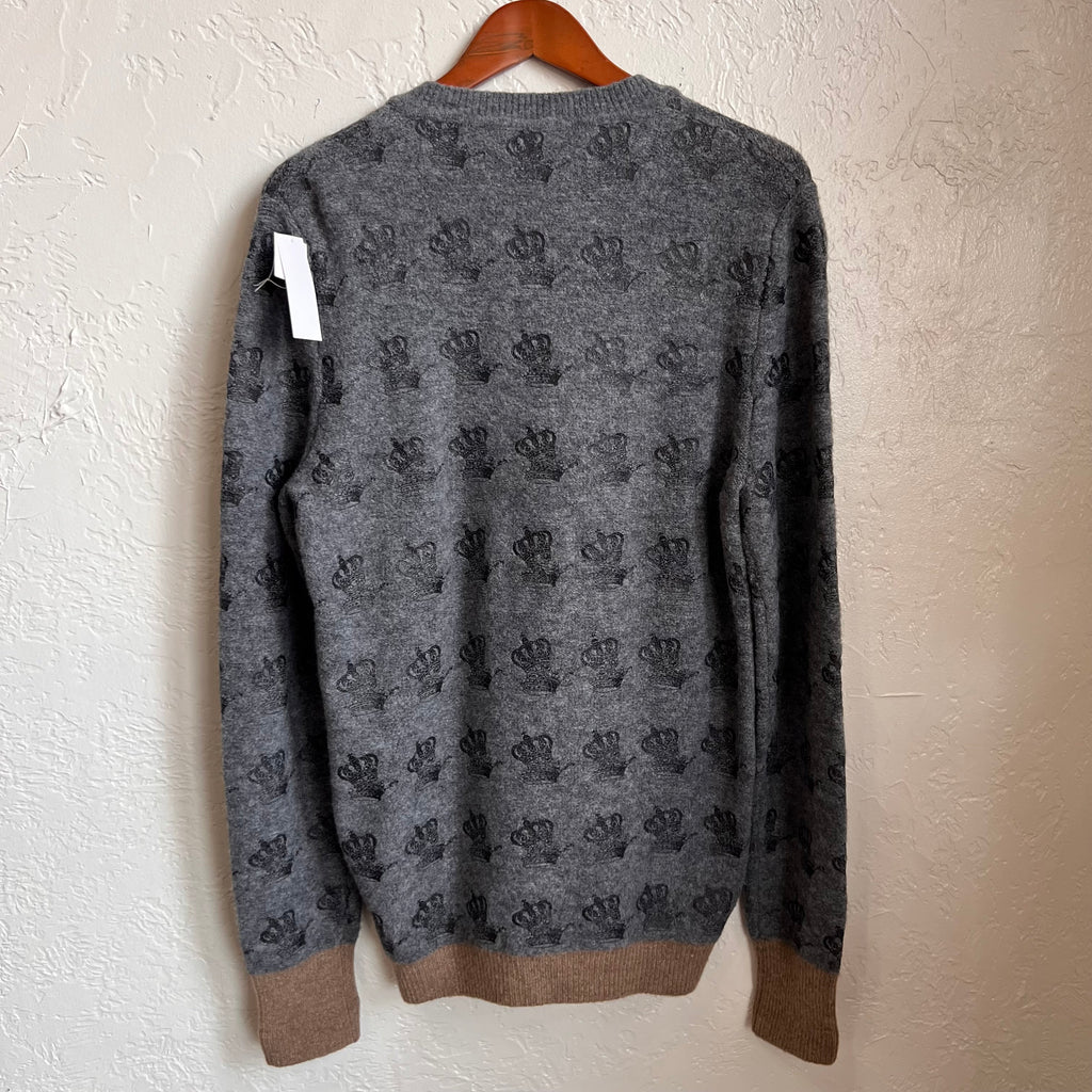 Rebel Prince Gray Crown Cardigan Sweater | XL