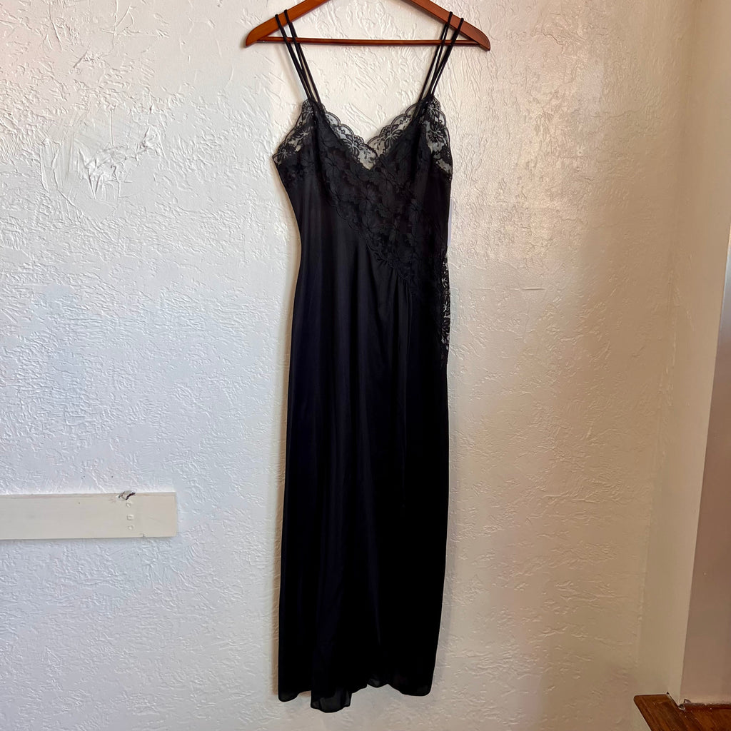 Black Negligee Vintage Maxi Nightgown | Small