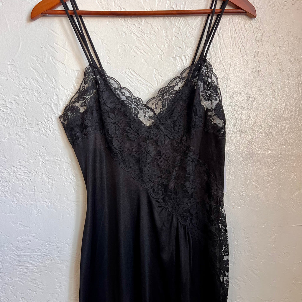 Black Negligee Vintage Maxi Nightgown | Small