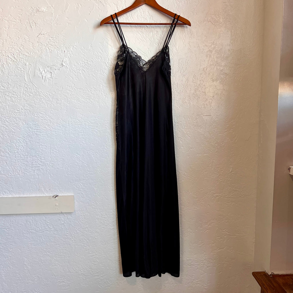 Black Negligee Vintage Maxi Nightgown | Small