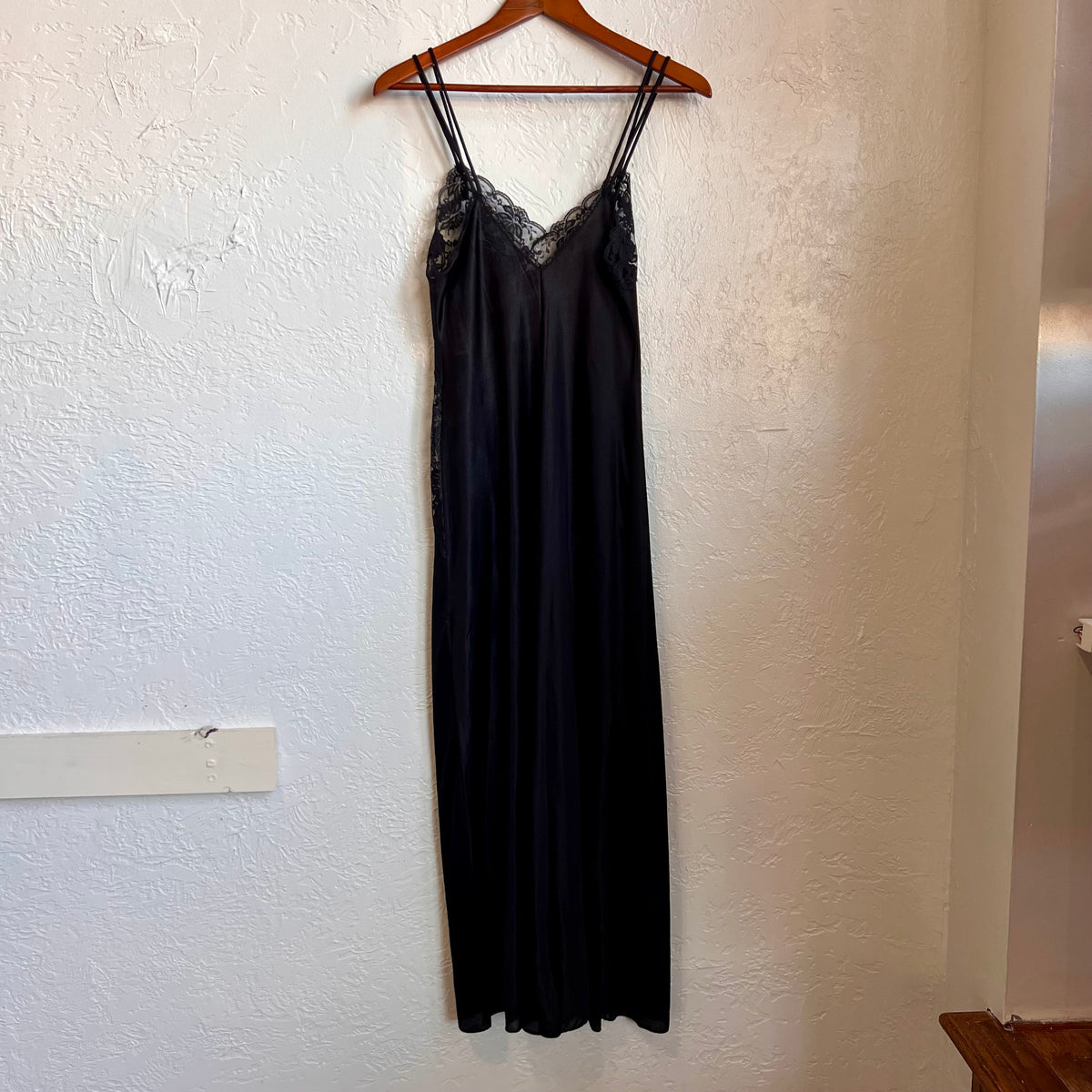 Black Negligee Vintage Maxi Nightgown | Small