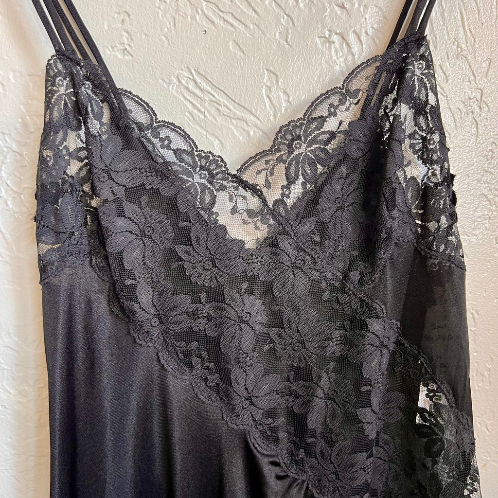 Black Negligee Vintage Maxi Nightgown | Small