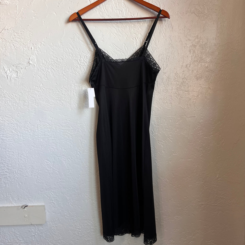 Vanity Fair Vintage Black Midi Slip Dress | Medium