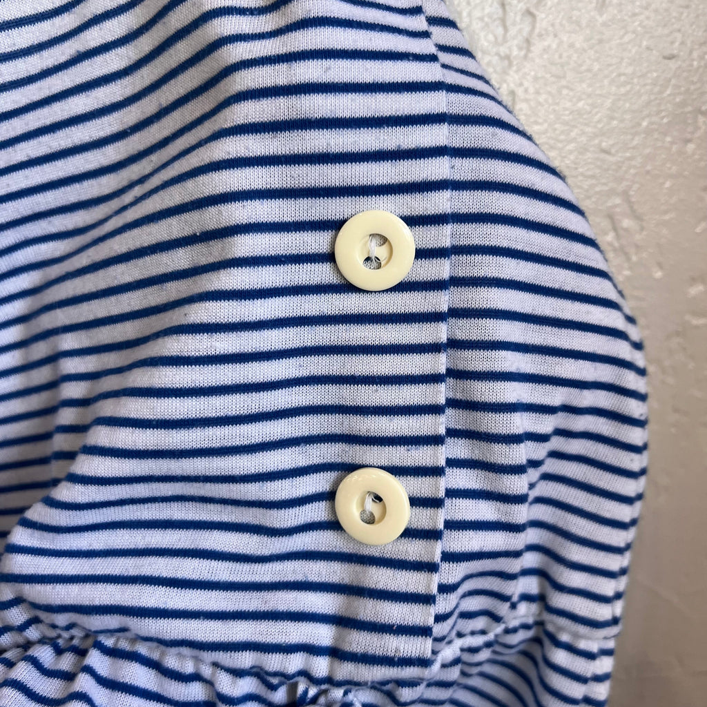 Blue and White Striped Vintage Robe & Romper Loungewear Set | Medium