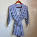 Blue and White Striped Vintage Robe & Romper Loungewear Set | Medium