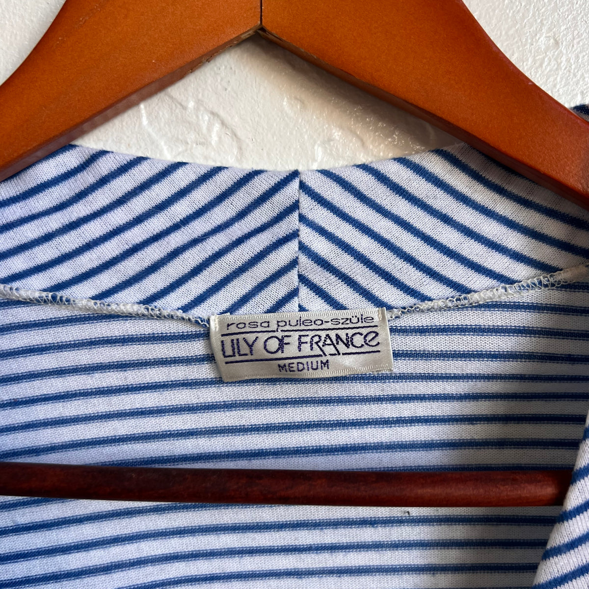 Blue and White Striped Vintage Robe & Romper Loungewear Set | Medium