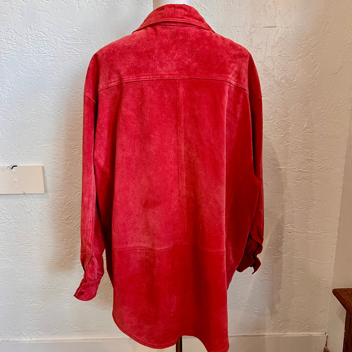 Oversized Red 90’s Suede Shirt Jacket | 2X