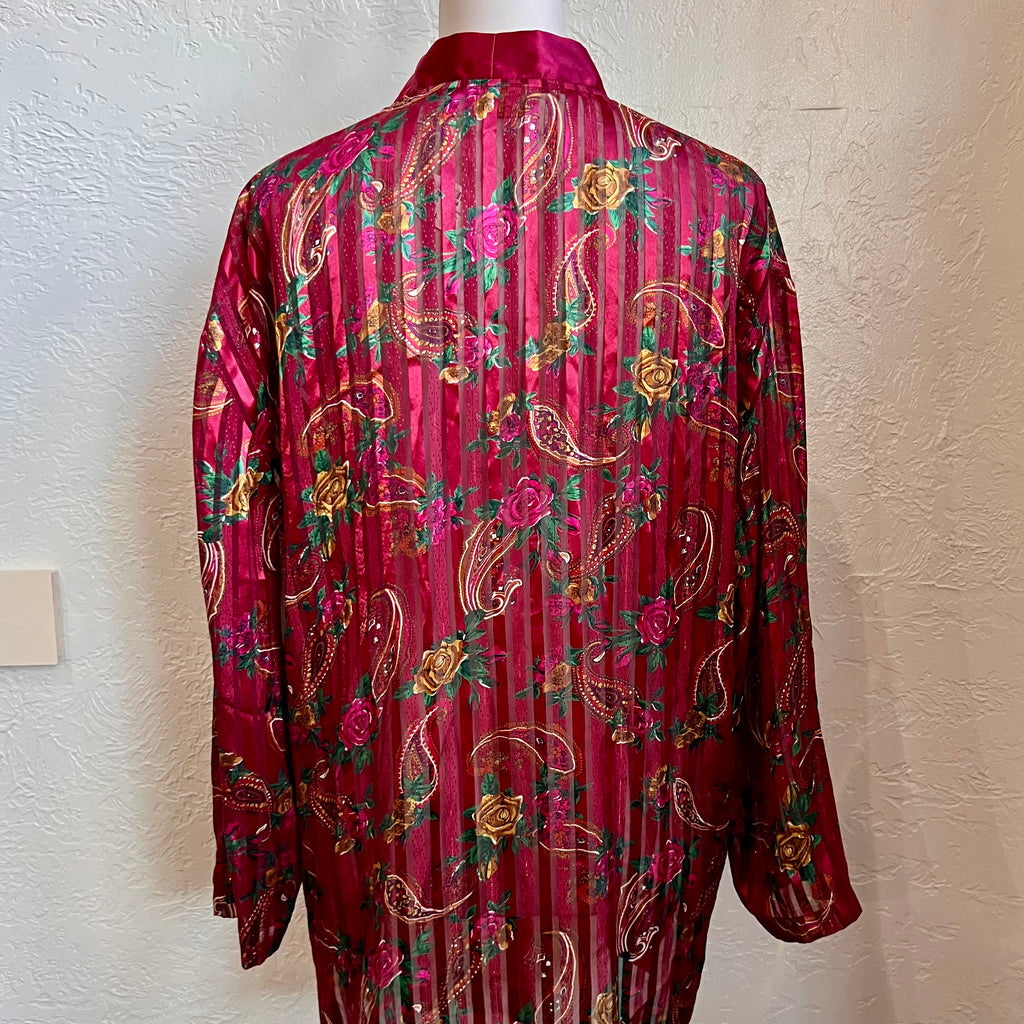 Victoria’s Secret Gold Label Satin Floral Sleep Blouse | Large