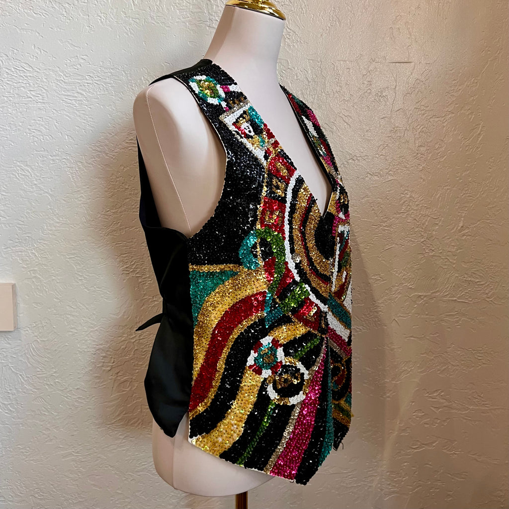 Sequin & Beaded 80’s Casino Vest | Large