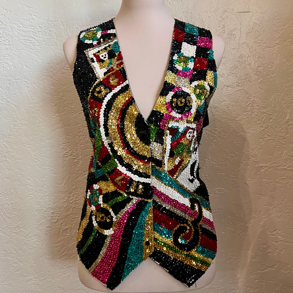 Sequin & Beaded 80’s Casino Vest | Large