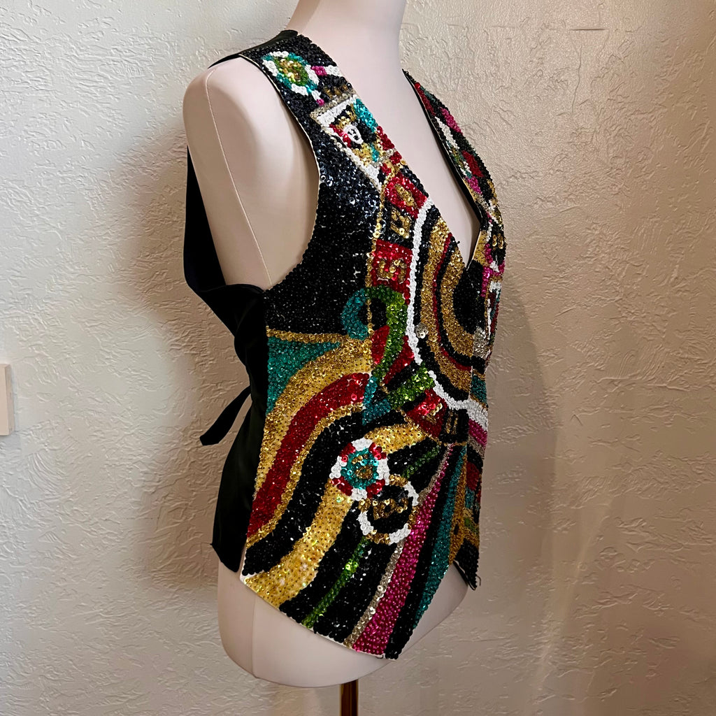 Sequin & Beaded 80’s Casino Vest | Large